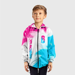 Ветровка с капюшоном детская Rainbow Six neon gradient style: надпись, символ, цвет: 3D-черный — фото 2