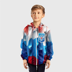Ветровка с капюшоном детская Синий герб РФ, цвет: 3D-белый — фото 2