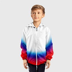 Ветровка с капюшоном детская Флаг России градиент, цвет: 3D-белый — фото 2
