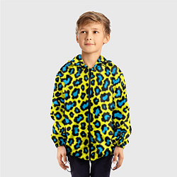 Ветровка с капюшоном детская Кислотный леопард паттерн, цвет: 3D-черный — фото 2