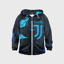 Ветровка с капюшоном детская Juventus abstract blue logo, цвет: 3D-белый