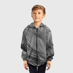 Ветровка с капюшоном детская Черно-белые полосы абстракция, цвет: 3D-черный — фото 2
