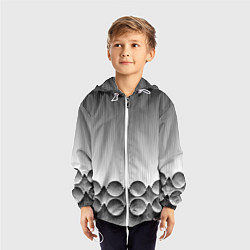 Ветровка с капюшоном детская Круглая полосатая геометрия, цвет: 3D-белый — фото 2