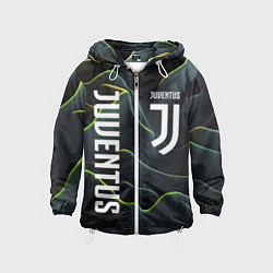 Ветровка с капюшоном детская Juventus dark green logo, цвет: 3D-белый