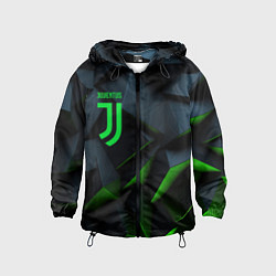Ветровка с капюшоном детская Juventus black green logo, цвет: 3D-черный
