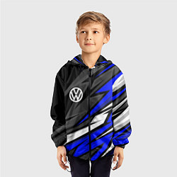 Ветровка с капюшоном детская Volkswagen - Синяя абстракция, цвет: 3D-черный — фото 2