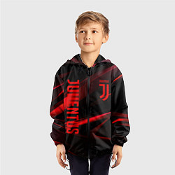 Ветровка с капюшоном детская Juventus black red logo, цвет: 3D-черный — фото 2