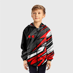 Ветровка с капюшоном детская Kawasaki - red uniform, цвет: 3D-черный — фото 2