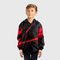 Ветровка с капюшоном детская Red lighting black background, цвет: 3D-черный — фото 2
