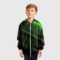 Ветровка с капюшоном детская Зеленая абстракция со светом, цвет: 3D-белый — фото 2