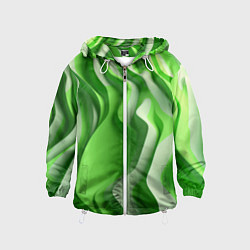 Ветровка с капюшоном детская Зеленые объемные полосы, цвет: 3D-белый