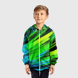 Ветровка с капюшоном детская Green abstract, цвет: 3D-белый — фото 2