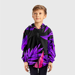 Ветровка с капюшоном детская Floral composition - neon, цвет: 3D-черный — фото 2