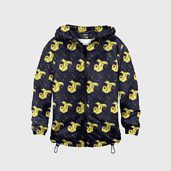 Ветровка с капюшоном детская Узор из цыплят, цвет: 3D-черный