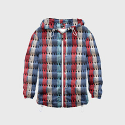 Ветровка с капюшоном детская Вязаный узор разноцветные вертикальные полосы, цвет: 3D-белый