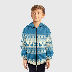 Ветровка с капюшоном детская Sweater with deer on a blue background, цвет: 3D-черный — фото 2