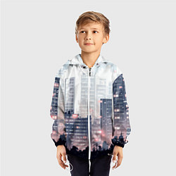 Ветровка с капюшоном детская Безмятежный город, цвет: 3D-белый — фото 2