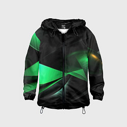 Ветровка с капюшоном детская Трехмерность зеленой фигуры, цвет: 3D-черный