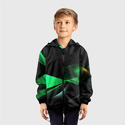 Ветровка с капюшоном детская Трехмерность зеленой фигуры, цвет: 3D-черный — фото 2