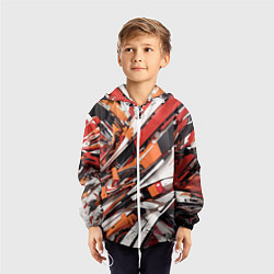 Ветровка с капюшоном детская Абстракционная иллюстрация, цвет: 3D-белый — фото 2