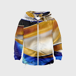 Ветровка с капюшоном детская Белая желтая синяя абстракция, цвет: 3D-белый