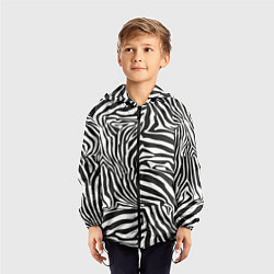 Ветровка с капюшоном детская Шкура зебры черно - белая графика, цвет: 3D-черный — фото 2