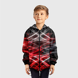 Ветровка с капюшоном детская Красный лазер линии, цвет: 3D-черный — фото 2