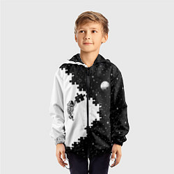Ветровка с капюшоном детская Космический пазл, цвет: 3D-черный — фото 2