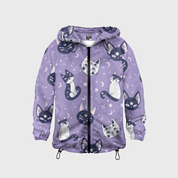 Детская ветровка Мистические кошечки - паттерн фиолетовый
