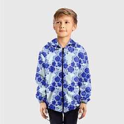 Ветровка с капюшоном детская Гжель классика, цвет: 3D-черный — фото 2