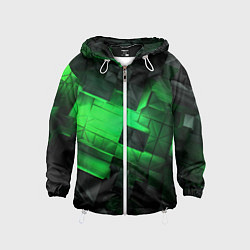 Детская ветровка Зеленая и черная абстракция геометрическая