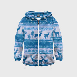 Ветровка с капюшоном детская Синие олени, цвет: 3D-белый