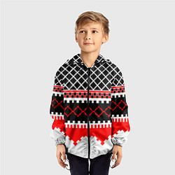 Ветровка с капюшоном детская Красные и чёрные фигуры, цвет: 3D-черный — фото 2