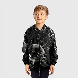Ветровка с капюшоном детская Пузыри на черном, цвет: 3D-черный — фото 2