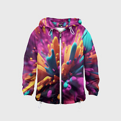 Ветровка с капюшоном детская Яркий всплеск, цвет: 3D-белый