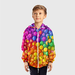 Ветровка с капюшоном детская Разноцветные шарики, цвет: 3D-белый — фото 2