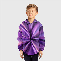 Ветровка с капюшоном детская Металлический фиолетовый атлас ткань, цвет: 3D-черный — фото 2