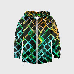 Детская ветровка Жёлто-синие квадраты на чёрном фоне