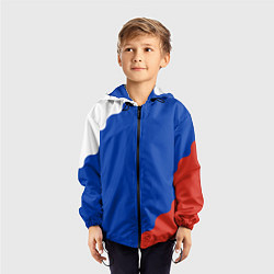 Ветровка с капюшоном детская Триколор диагональный волнистый, цвет: 3D-черный — фото 2
