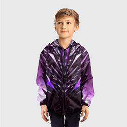 Ветровка с капюшоном детская Фиолетовые кристаллы и камень, цвет: 3D-черный — фото 2