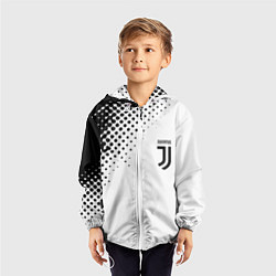 Ветровка с капюшоном детская Juventus sport black geometry, цвет: 3D-белый — фото 2