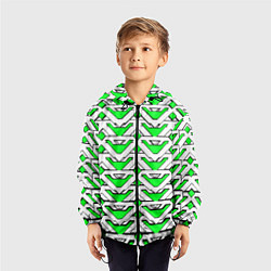 Ветровка с капюшоном детская Бело-зелёный узор, цвет: 3D-черный — фото 2