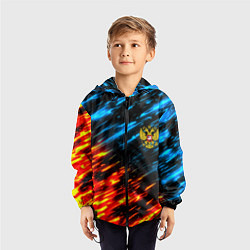 Ветровка с капюшоном детская Герб России огненный стиль, цвет: 3D-черный — фото 2