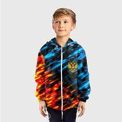 Ветровка с капюшоном детская Герб России огненный стиль, цвет: 3D-белый — фото 2