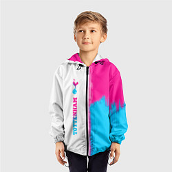 Ветровка с капюшоном детская Tottenham neon gradient style по-вертикали, цвет: 3D-черный — фото 2