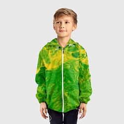 Ветровка с капюшоном детская Зеленые подтеки, цвет: 3D-белый — фото 2