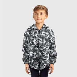Ветровка с капюшоном детская Серый пиксельный камуфляж, цвет: 3D-черный — фото 2