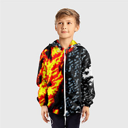Ветровка с капюшоном детская Текстура огня и воды, цвет: 3D-белый — фото 2