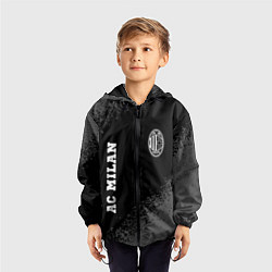 Ветровка с капюшоном детская AC Milan sport на темном фоне вертикально, цвет: 3D-черный — фото 2
