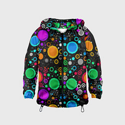 Ветровка с капюшоном детская Разноцветные круги, цвет: 3D-черный